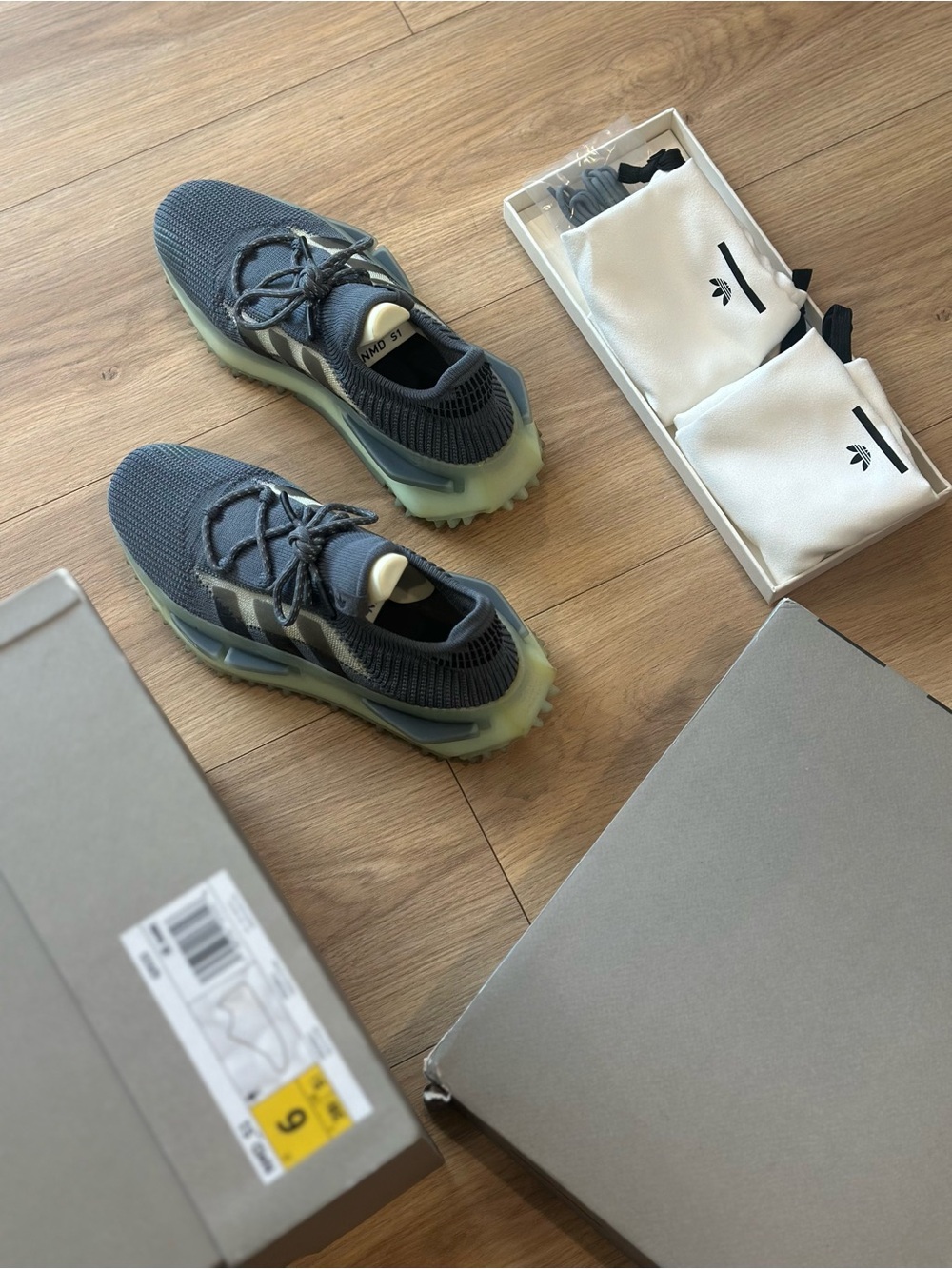 adidas NMD S1 "Grey Green Glow" (GZ9233) – Size US 6 / EUR 38.6 – OG All Worn 2x